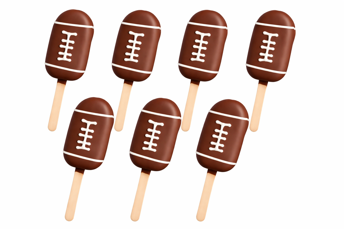 Custom football cake popsicles for party dessert table – Fresno bakery.”
“Chocolate covered cake popsicles with football design for game day celebration.”
“Football dessert treats set of 12 cake popsicles for sports party.”
“Custom sports-themed cake popsicles in green and brown for football event.
