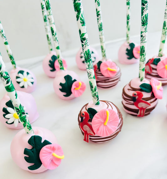 flamingo cake pops, flamingo sweet treats