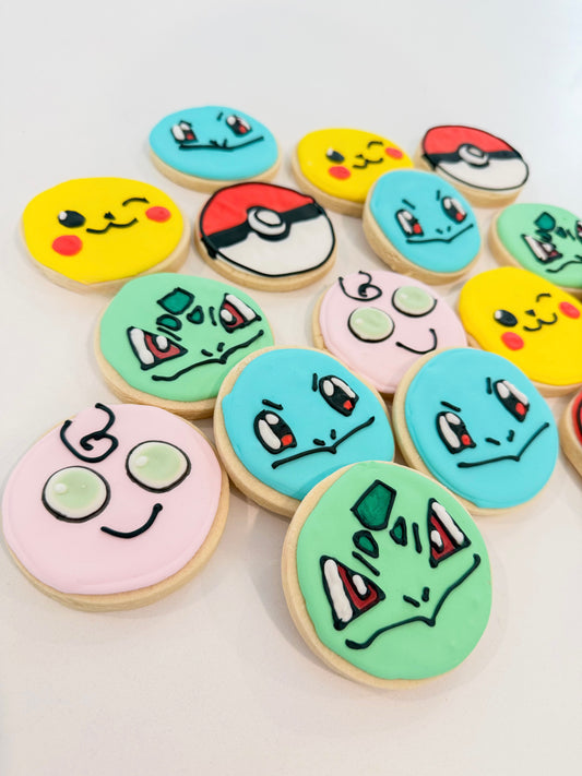 Pokémon Decorated Sugar Cookies (12-Count, Individually Wrapped) | Custom Birthday Party Favors