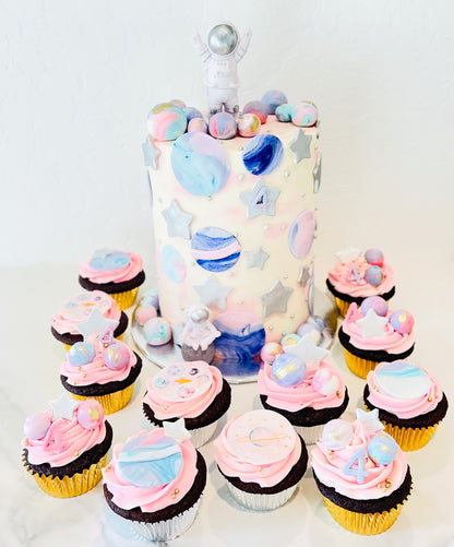 Astronaut Theme Birthday Cupcakes