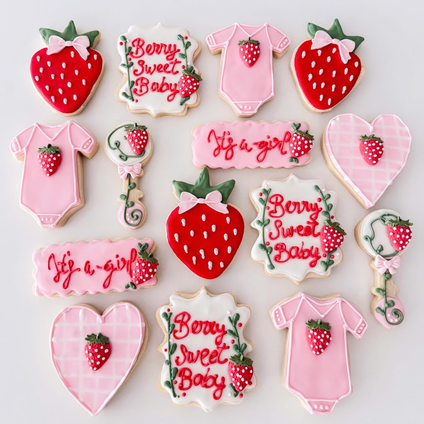 Berry Sweet Baby Shower Sugar Cookies – 1 Dozen 🍓✨