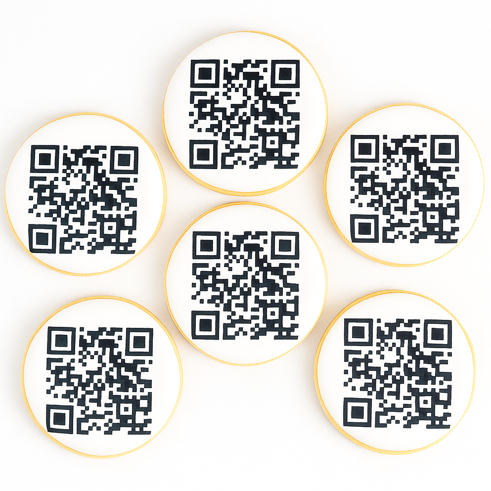 qr code sugar cookies, cookies, corporate event cookies. custom photo cookies, edible image cookies, logo cookies, custom sugar cookies, personalized cookies, photo cookies near me, business logo cookies, event cookies, birthday cookies, wedding cookies, holiday cookies, edible photo cookies, custom dessert gifts, branded cookies, Coco’s Treat Bakery