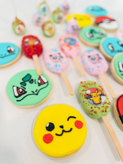 Pokémon Decorated Sugar Cookies (12-Count, Individually Wrapped) | Custom Birthday Party Favors