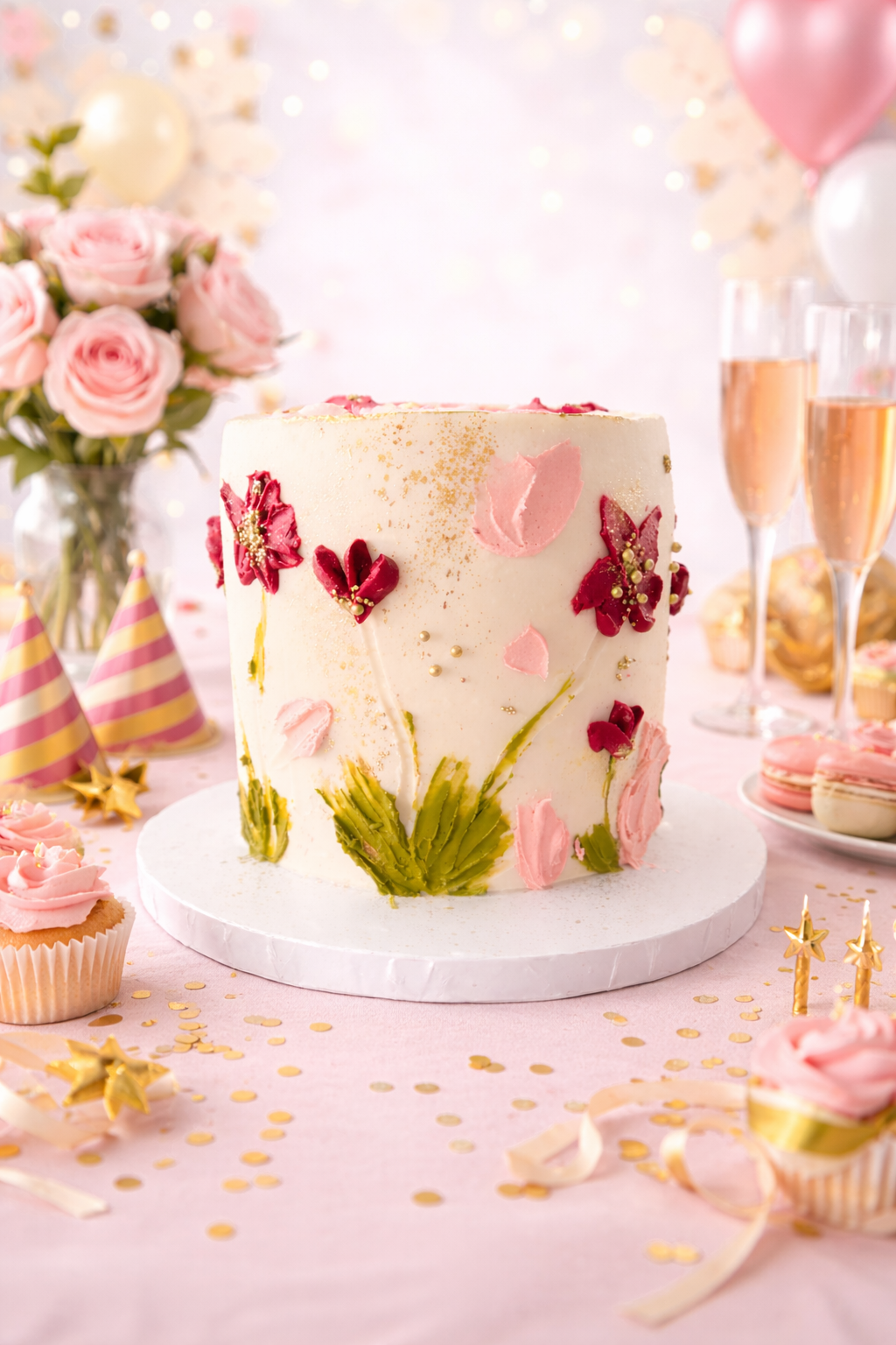 Golden Bloom Floral Cake 🌺