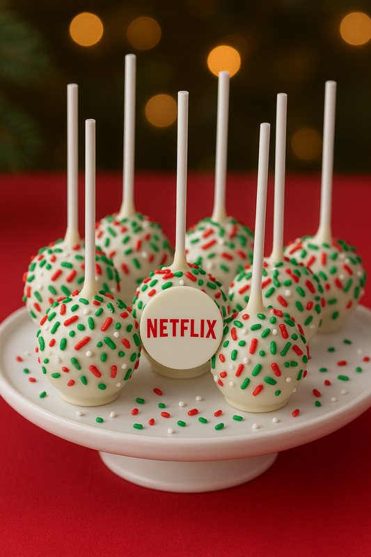 branded cake pops, logo cake pops, christmas logo cake pops, logo pops, party favors, cake pops with logo, custom logo cake pops, cookies.