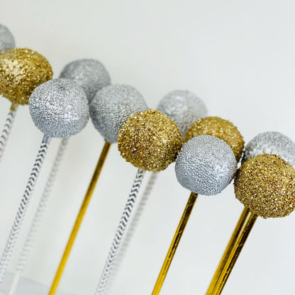 Sparkly Gold & Silver Cake Pops