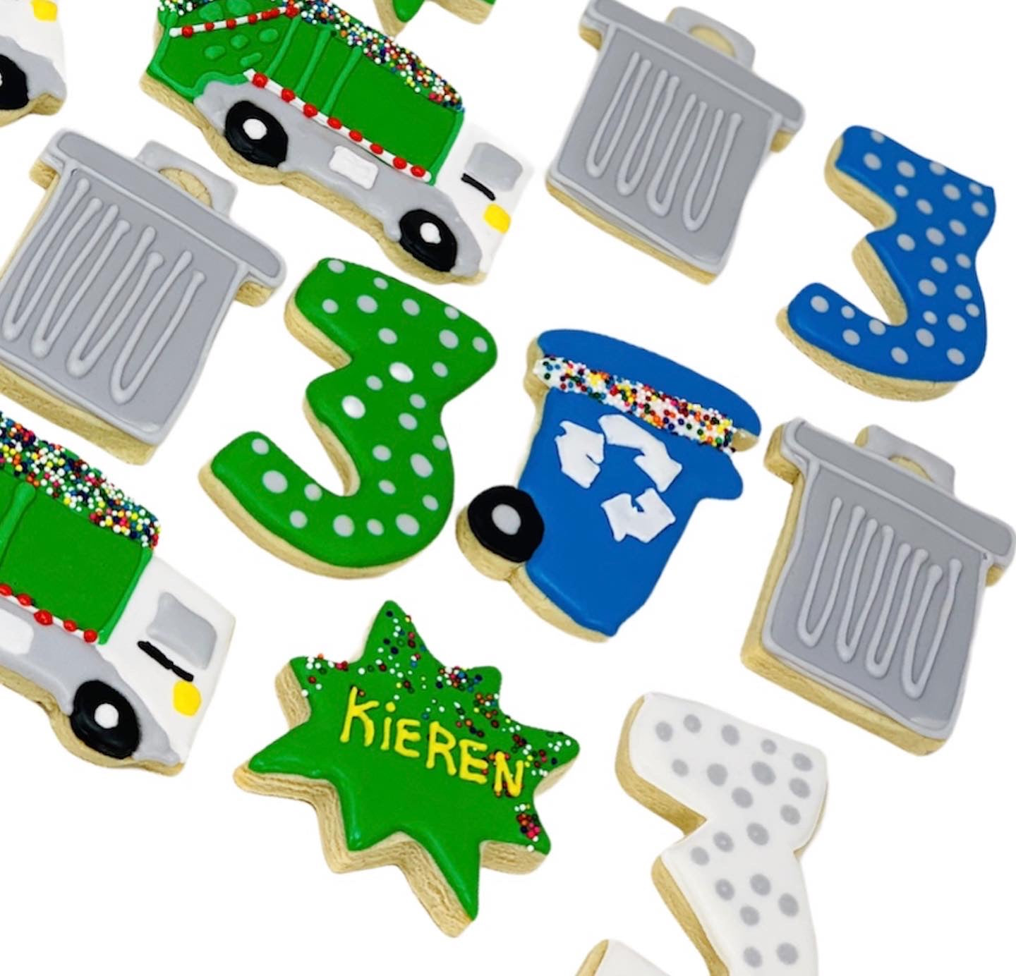 Trash Cans Trucks Decorated Cookies