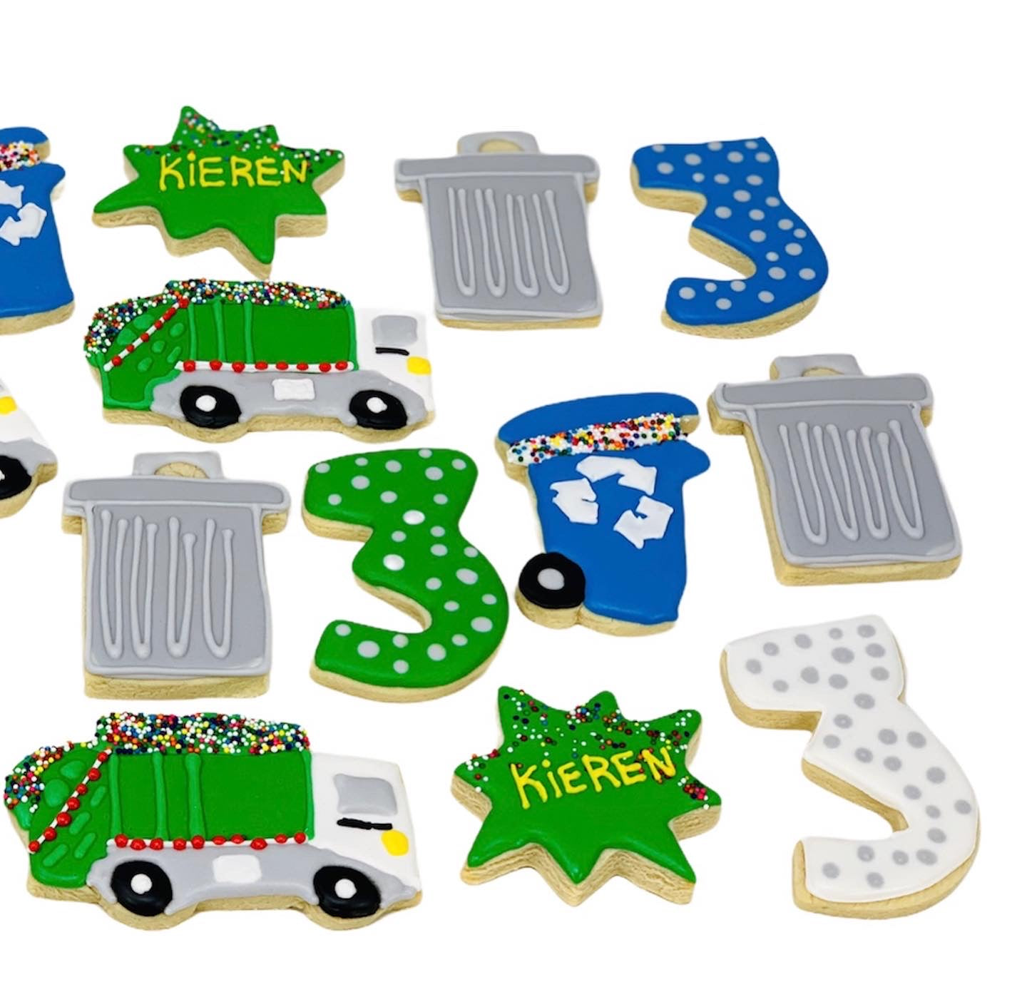 Trash Cans Trucks Decorated Cookies
