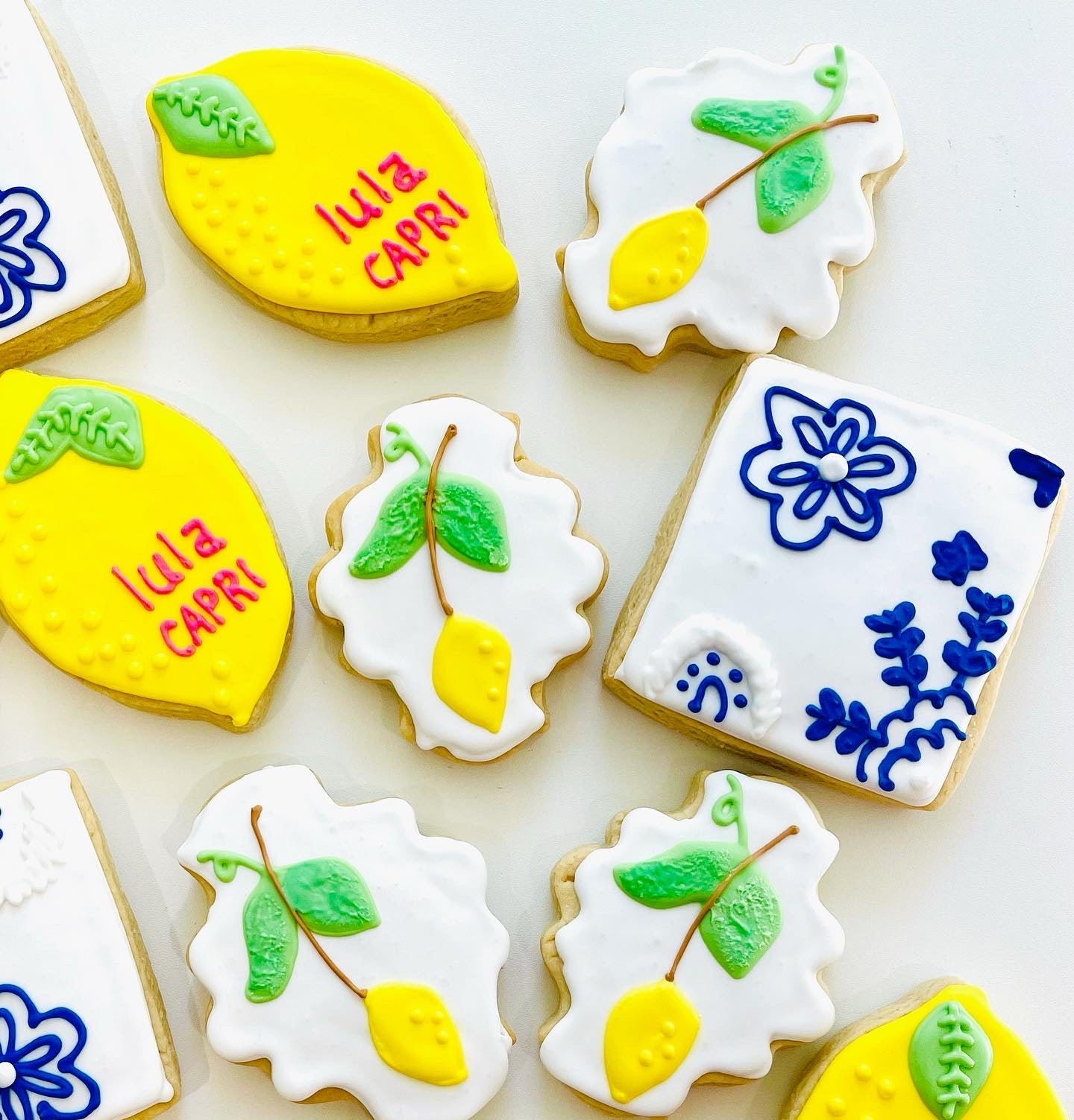 Lemon Capri tiles decorated cookies