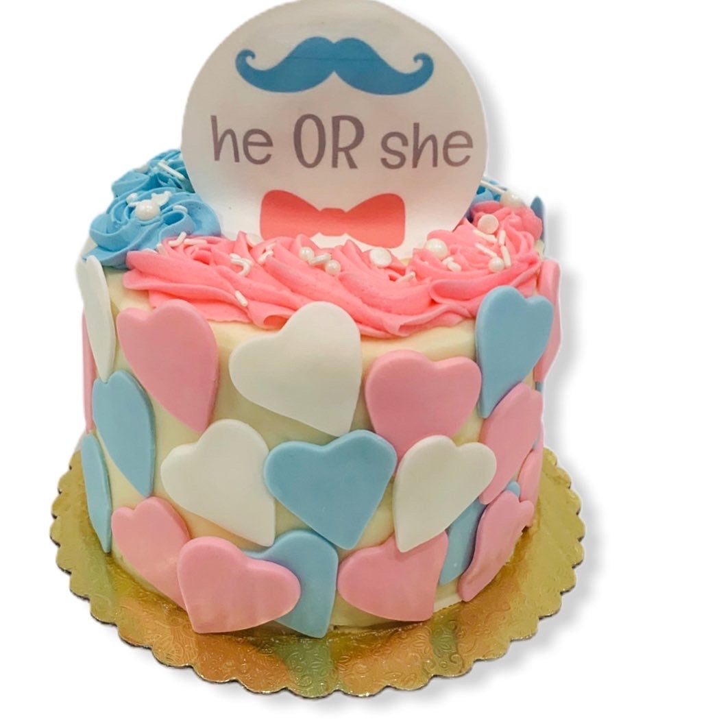 gender reveal cake, best cake in la, cakes, he or she cake