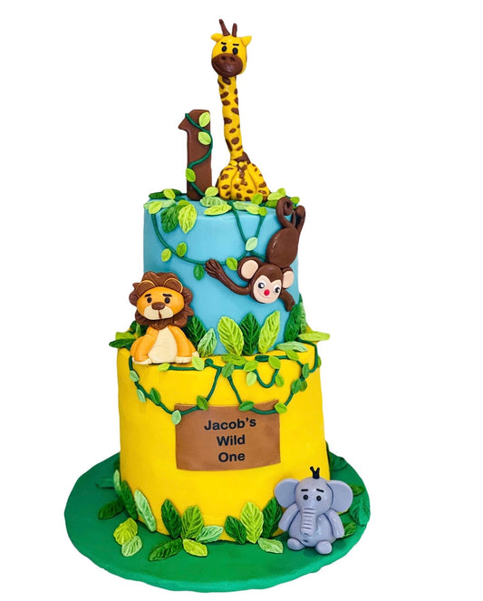 jungle themed birthday cake, cake in LA, jungle desserts, jungle birthday party