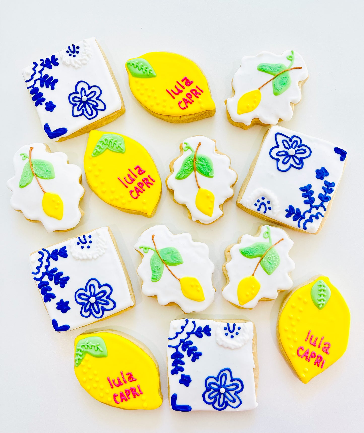 Lemon Capri tiles decorated cookies