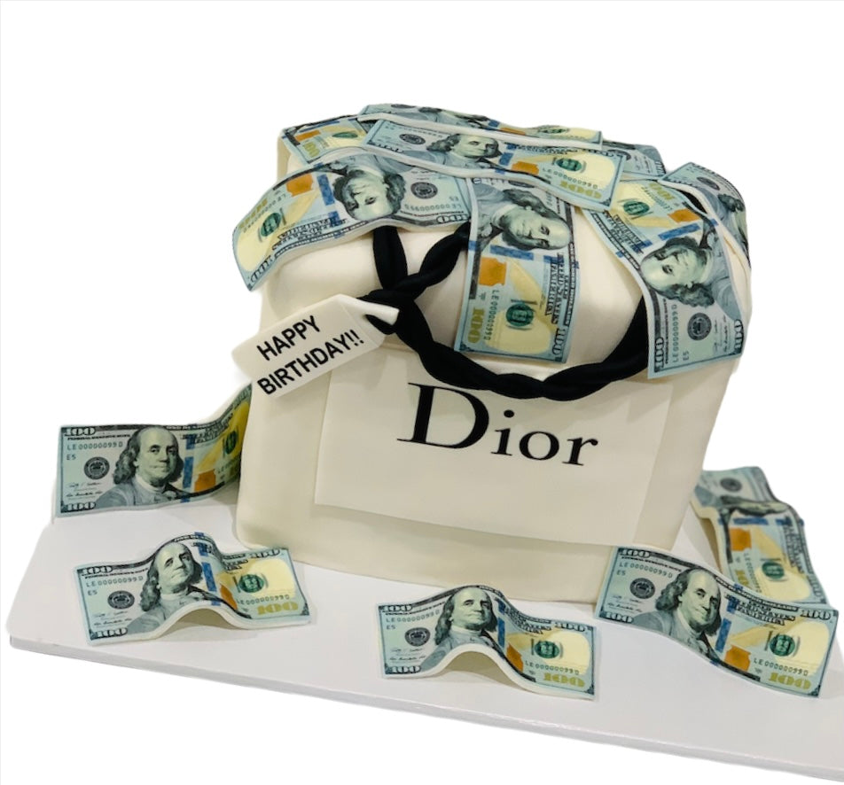 Dior birthday cake, branded cake, chanel cake, dior money cake