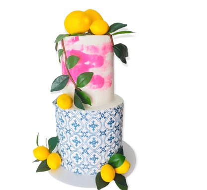 Capri inspired tile birthday cake