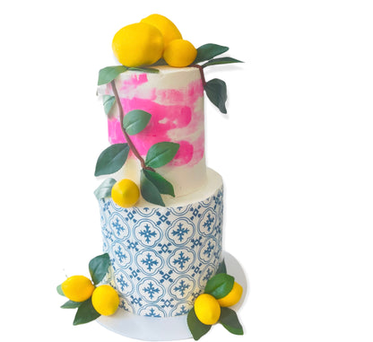 Capri inspired tile birthday cake