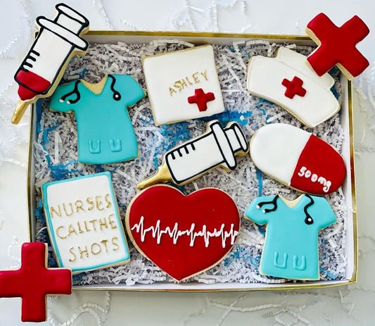  Nurse Graduation Gift, RN Cookies, Medical Cookies, Nurse Retirement Cookies, Medical Thank You Gift, Nurse Theme Congrats Gift