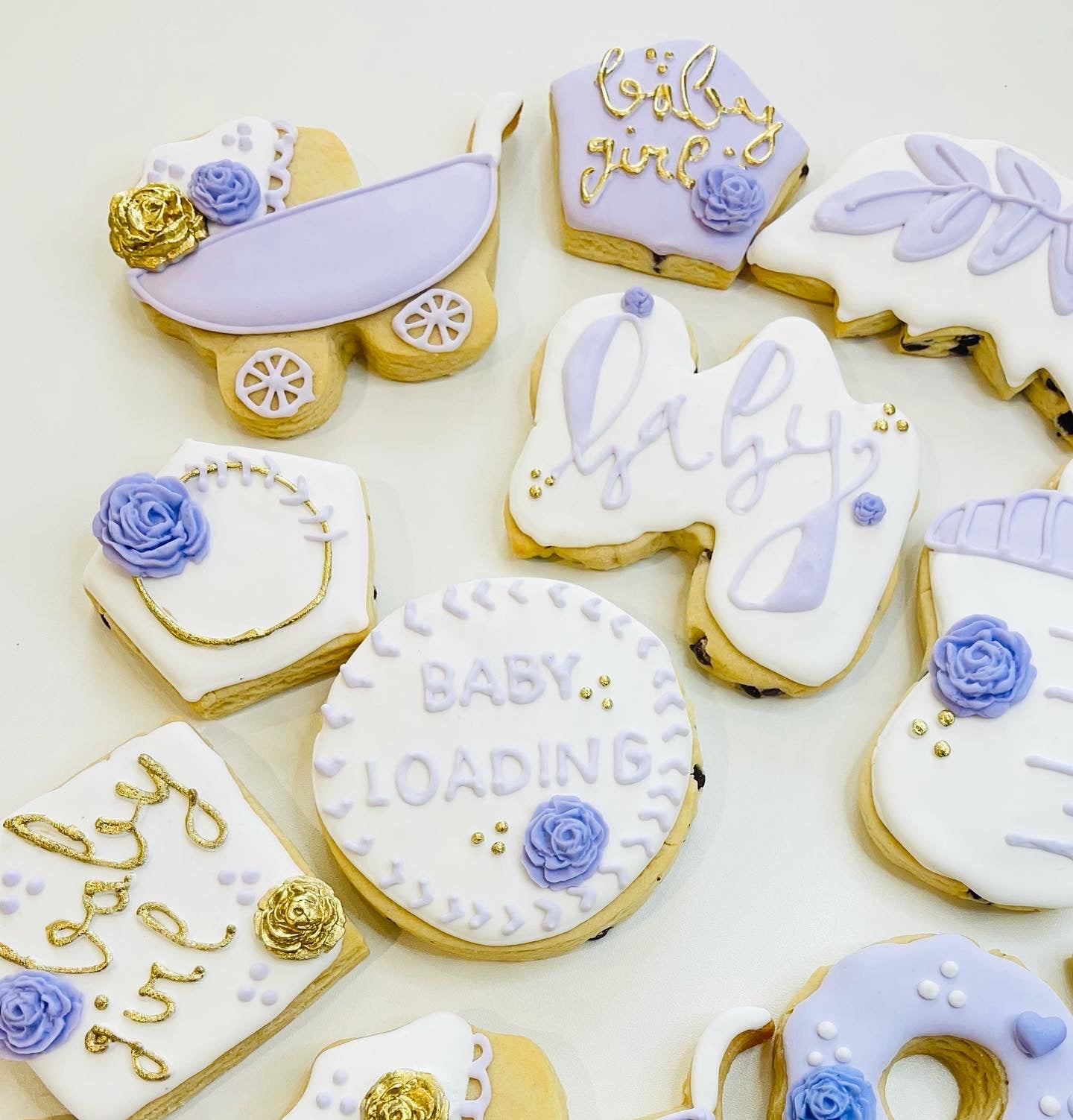 Lavender Baby Shower Favors, Purple Floral Baby Girl Cookie Favors