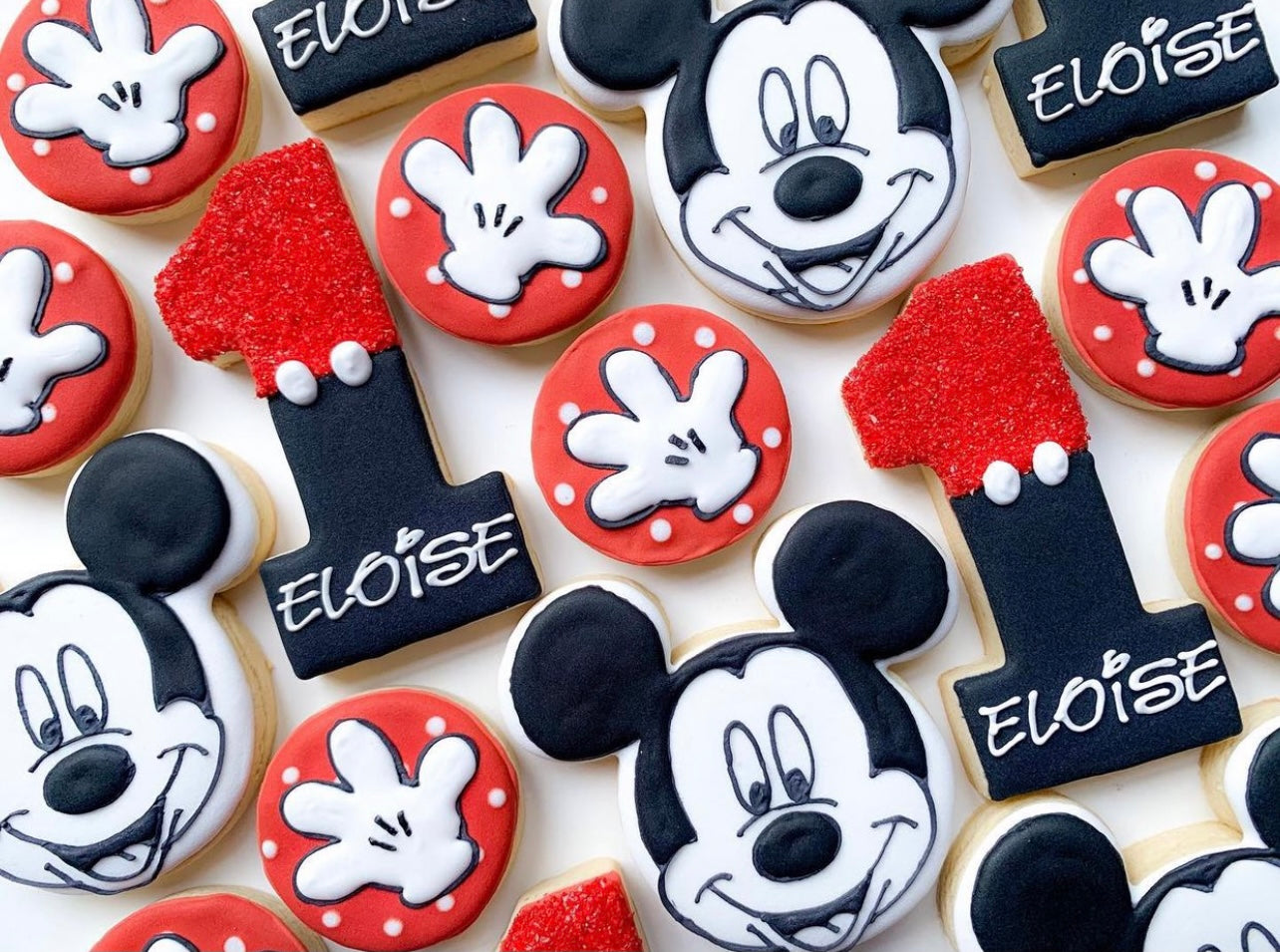 Mickey Mouse themed sugar cookies